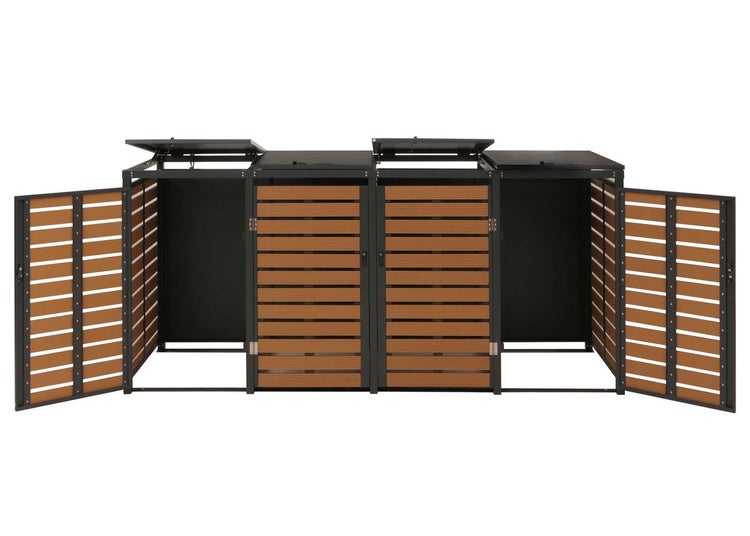 Mülltonnenbox für drei Mülltonnen mit Türen und Deckel