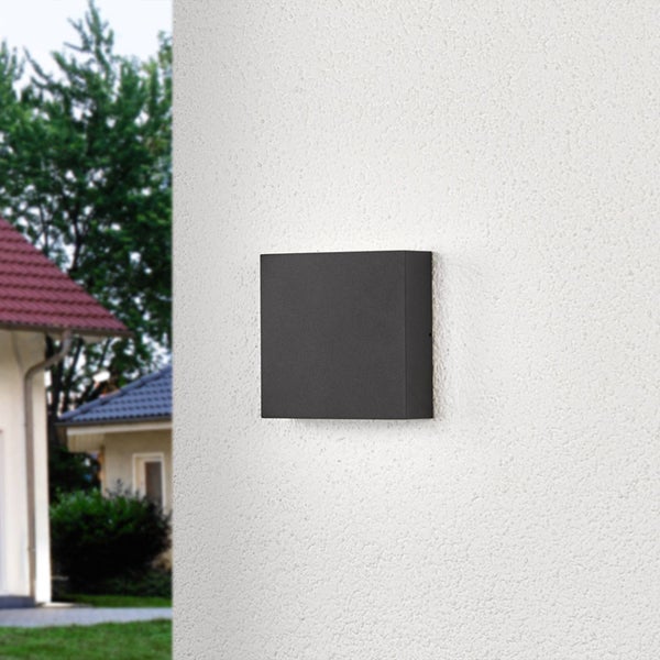 Lucande LED Wandleuchte außen Trixy (spritzwassergeschützt (Modern) in Schwarz aus Aluminium (2 flammig, ) - Außenwandleuchten Wandlampe Led Außenlampe Outdoor für Außenwand/Hauswand
