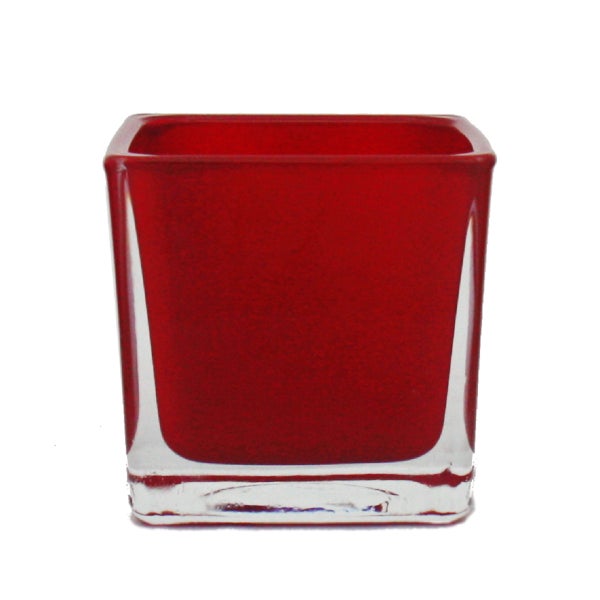 Übertopf Glas-Würfel - 6x6x6cm rot