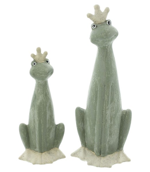 FRANK FLECHTWAREN | Figur Froschkönig, 2er Set, TERRACOTTA, 8,5 x 7 x 19 cm, 11 x 9 x 26,5 cm