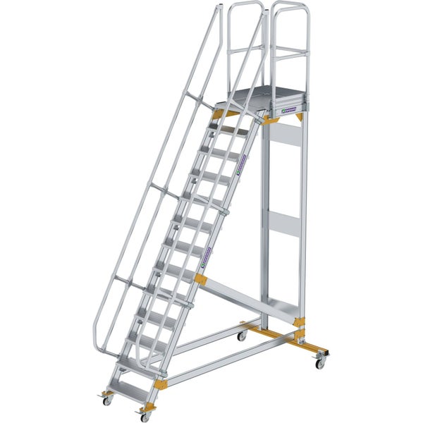 Günzburger Steigtechnik Plattformtreppe 60° fahrbar Stufenbreite 0,6 m 13 Stufen - 600713