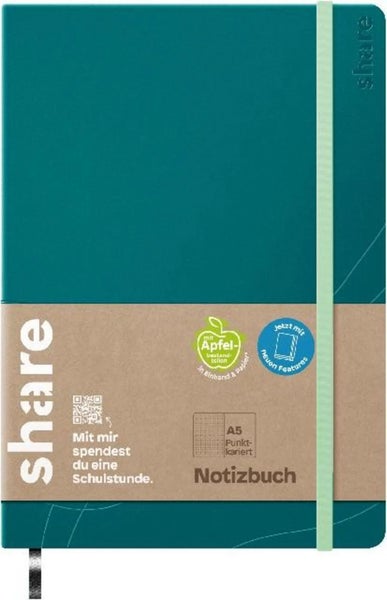 share Notizbuch punktkariert petrol A5 192 Blatt