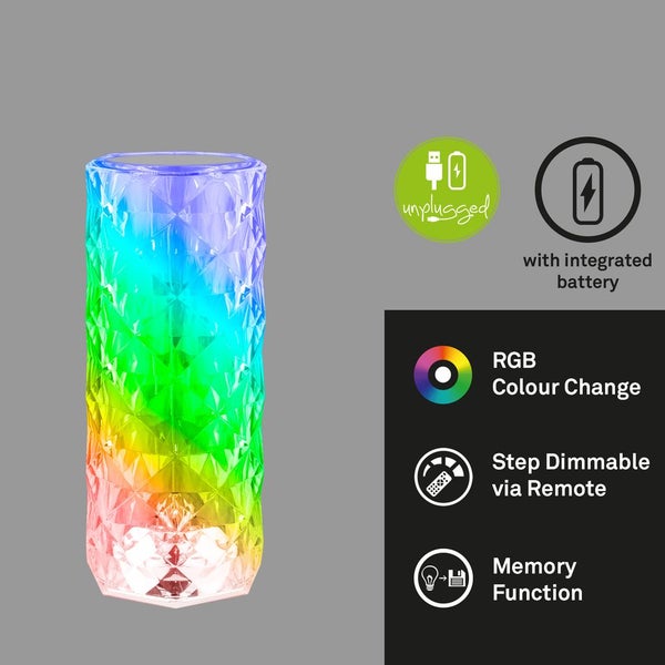 Battery RGB-LED table light, crystal optics, trans