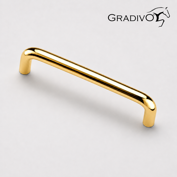 Möbelgriff Gradivo, Bügelgriff, zylindrisch, glänzend, goldfarben.