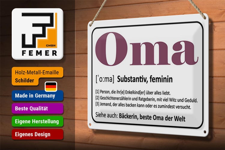 Blechschild Spruch 30x20cm Oma Bäckerin beste Oma Welt