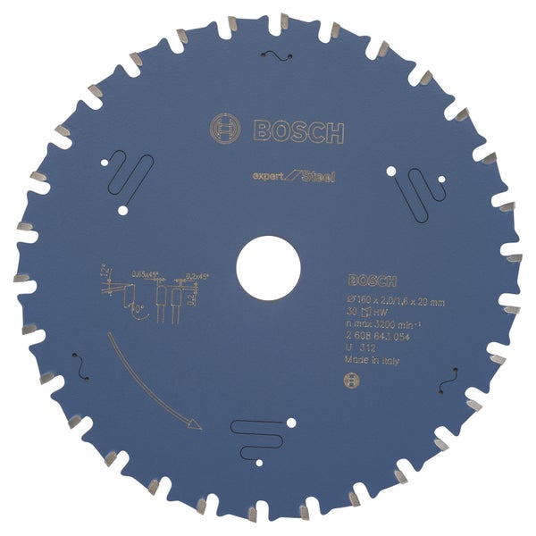 Bosch Kreissägeblatt Expert for Steel für Handkreissägen 160 x 20 x 2 mm 30 - 2608643054