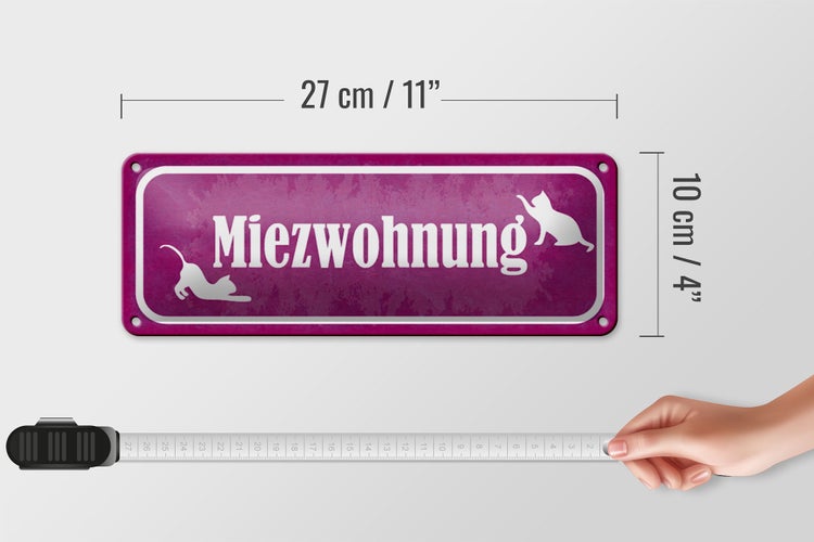 Blechschild Spruch 27x10cm Katze Miezwohnung Dekoration
