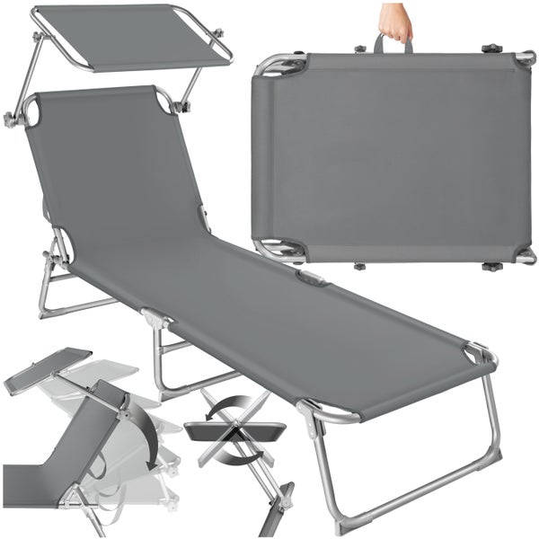 Gartenliege tectake  190 x 68 x 28 cm klappbar grau