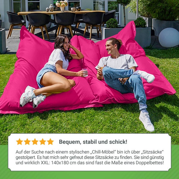 Green Bean Sitzsack XXL 140x180cm 380 Liter Kinder & Erwachsene Bean Bag EPS Perlen Füllung Riesensitzsack Groß Draußen Outdoor Liegekissen Waschbar Wetterfest Lounge Sitzkissen Bodenkissen Pink