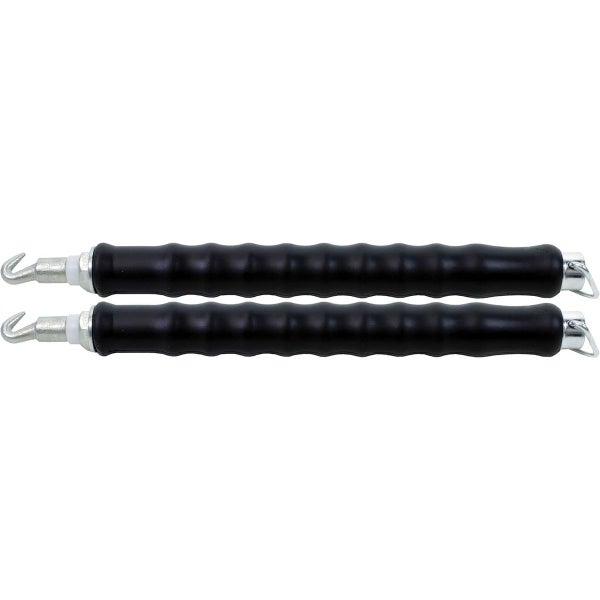 Zwei Drahtdriller mit ergonomischem schwarzem Griff und Metallhaken.