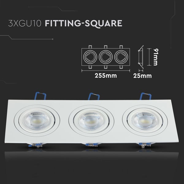 V-TAC VT-784SQ-WH - LED-Strahler - Einbaustrahler - GU10 - IP20 - Weiß - Modell Nr: - VT-784SQ-WH
