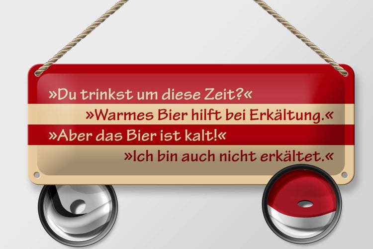 Blechschild Spruch 27x10cm Du trinkst um diese Zeit Dekoration