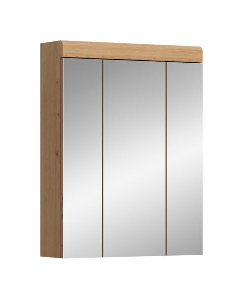 Spiegelschrank mit drei Spiegeltüren und Holzrahmen