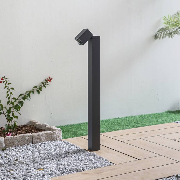 Lindby Außenleuchte Othil (spritzwassergeschützt (Modern) in Alu aus Aluminium (1 flammig, GU10) - Wegeleuchte Pollerleuchte Wegelampe Sockelleuchte