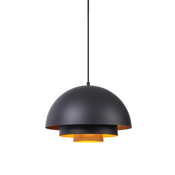 Moderne Hängelampe schwarz mit goldener Innenseite - Loes