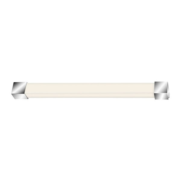 LED-Badezimmerwandleuchte in länglicher Form mit verchromten Endkappen.