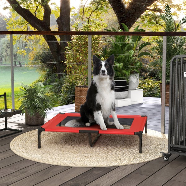 PawHut Hundeliege, 92L x 76B x 18H cm, Oxford-Gewebe, Metall, Rot