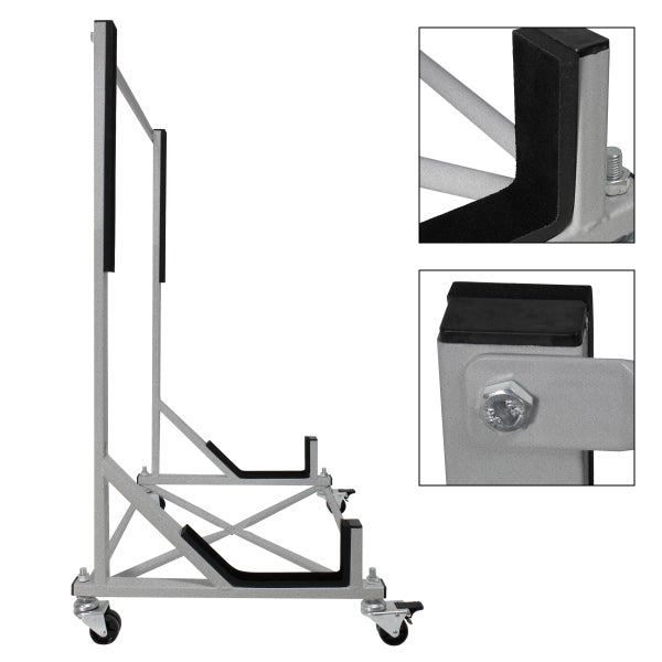 ECD Germany Hardtopständer mit 4 feststellbaren Rädern inkl. XXL Bezug - Silber - aus pulverbeschichtetem Stahl - Hardtop Ständer Hardtophalter Aufbewahrung Trolley Hülle Abdeckhaube Schutzbezug Cover
