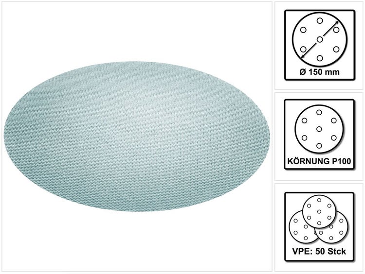 Festool Netzschleifmittel	STF D150 P100 GR NET/50 150 mm / 50 Stk. ( 203304 )