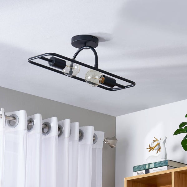 Deckenleuchte mit zwei Leuchtmitteln in rechteckigem Rahmen