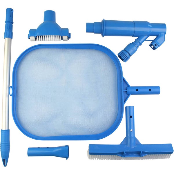 Poolreinigungsset mit Kescher, Bürste, Staubsauger und Teleskopstange für die Schwimmbadreinigung