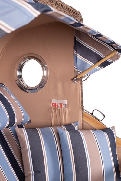 Strandkorb Westerland Teak Bullauge PE grey Dessin 580