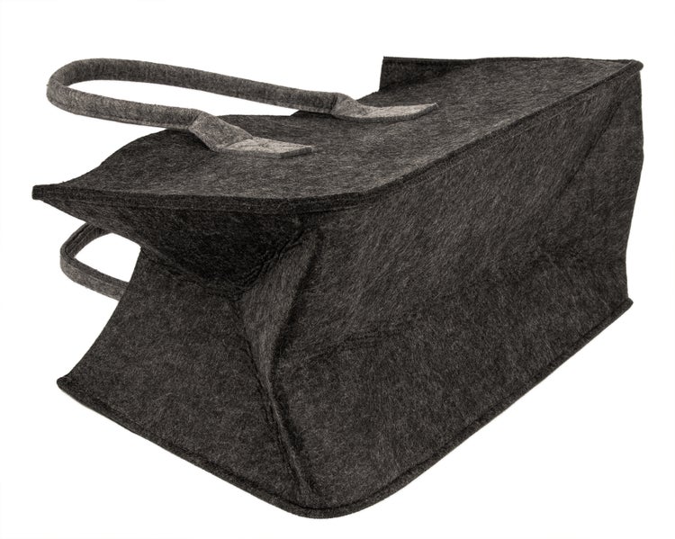 BigDean Filztasche Filzkorb anthrazit - für Kaminholz Shopper mit Henkel groß - Kaminzubehör - Holzkorb Einkaufskorb – Aufbewahrung faltbar