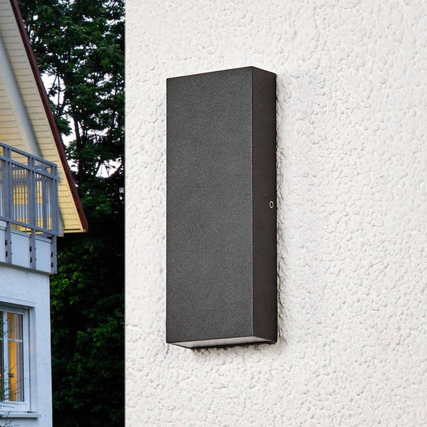 Lucande LED Wandleuchte außen Corda (spritzwassergeschützt (Modern) in Schwarz aus Aluminium (2 flammig, ) - Außenwandleuchten Wandlampe Led Außenlampe Outdoor für Außenwand/Hauswand