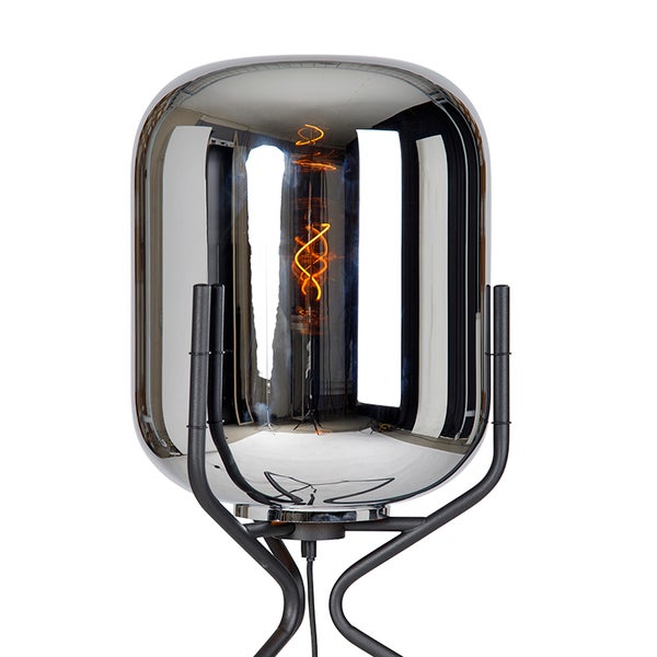 Tischleuchte mit Glaskörper und Glühbirne