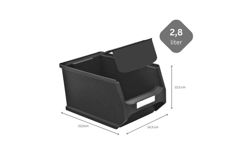 PROREGAL SuperSparSet 48 x Leitfähige Sichtlagerbox 3.0 Mit Abdeckung HxBxT 12,5 x 14,5 x 23,5 cm 2,8 Liter ESD Sichtlagerbehälter Sichtlagerkasten