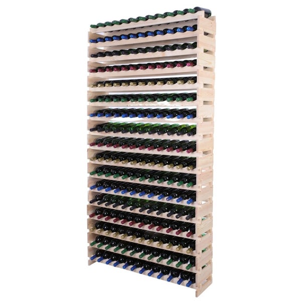 Weinregal VINOTECA FLEX PRO HxBxT 233x123x28cm 204 Flaschen auf 17 Ebenen Massives Kiefernholz Natur unbehandelt
