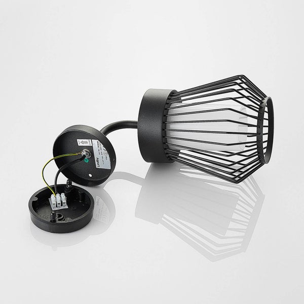 Lindby Wandleuchte außen Vajana (spritzwassergeschützt (Retro, Vintage Antik) in Schwarz aus Aluminium (1 flammig E27) - Außenwandleuchten Wandlampe Led Außenlampe Outdoor für