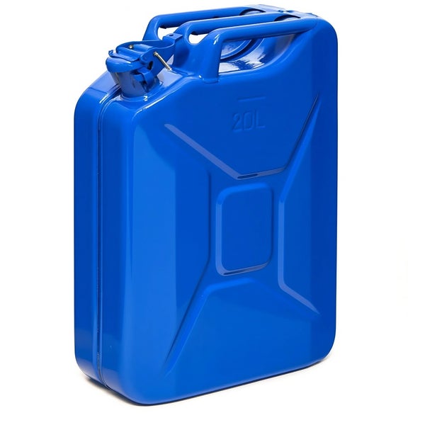 Blauer 20 Liter Kraftstoffkanister aus Stahl