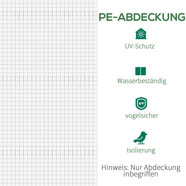 Outsunny Ersatzfolie Ersatzabdeckung 600 x 300 x 200 cm mit Fronttür, 12 Fenster reißfest Gewächshausfolie, Gartenfolie für Gewächshaus, Treibhaus, Frühbeet, Weiß