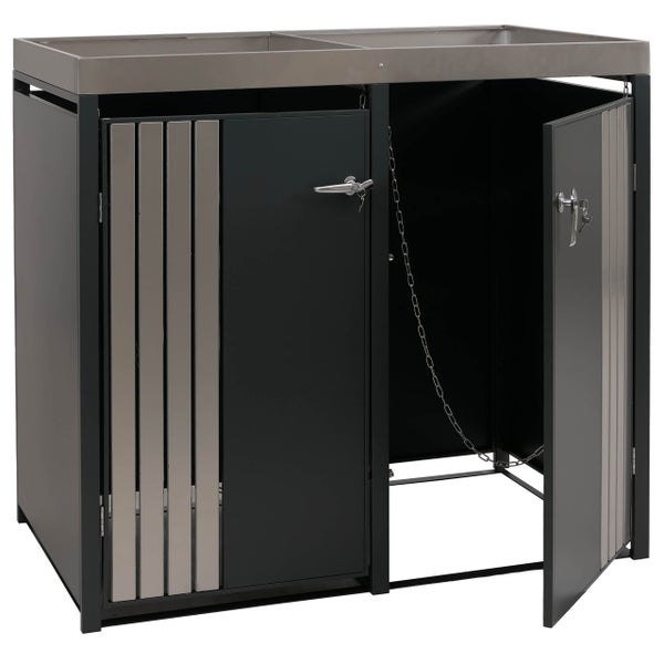 Mülltonnenbox für zwei Mülltonnen mit abschließbaren Türen