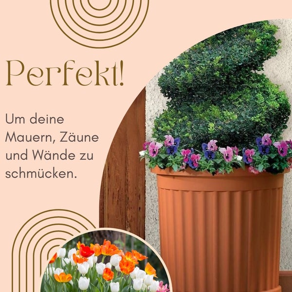 Pflanzkübel Halbrund direkt an der Wand Pflanzkübel Groß Außen Blumenkübel Outdoor Pflanztopf Pflanzkasten Blumentopf terracotta