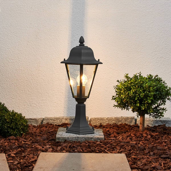 Lindby Außenleuchte Edana (spritzwassergeschützt (Modern) in Schwarz aus Aluminium (1 flammig, E27) - Wegeleuchte Pollerleuchte Wegelampe Sockelleuchte
