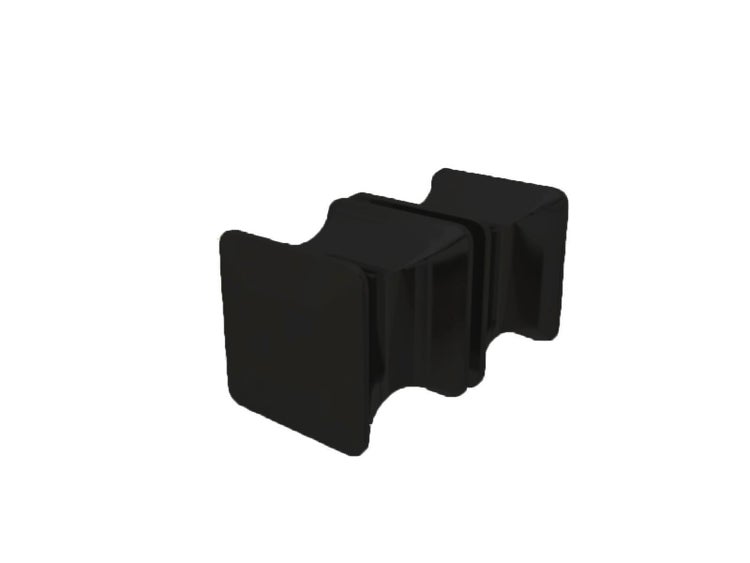 Quadratischer Türknauf aus Metall in Schwarz.