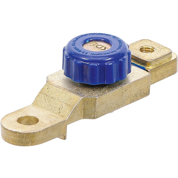 Batterietrennschalter aus Messing mit blauem Drehknopf