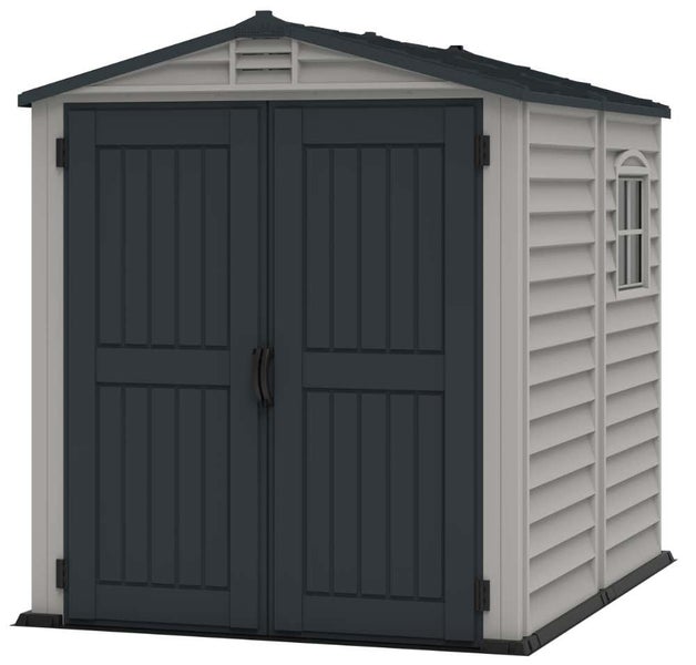 DURAMAX Kunststoff-Gerätehaus 1,8x1,8m Gerätehaus aus Kunststoff in Grau, Geräteschrank mit 4 mm Wandstärke Gartenhaus