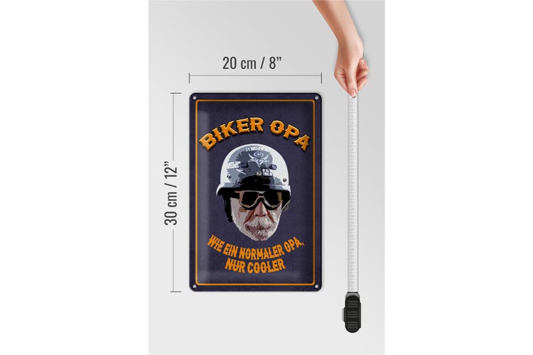 Blechschild Spruch 20x30cm Biker Opa wie ein normaler Opa