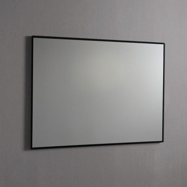Einfacher Spiegel 100 x 70 ohne Beleuchtung reversibel mit schwarzen Rahmen
