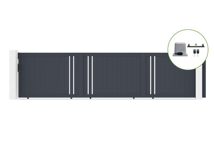 Schiebetor 6m GIONA H.140cm Aluminium + RANGER C300 Motorisierung