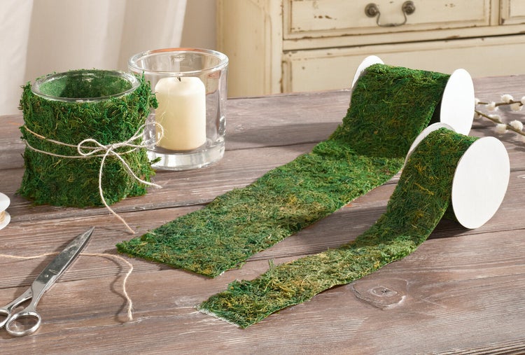 FRANK FLECHTWAREN | Band Moos, 2er Set, NATURMOOS, 6 x 120 cm, 12 x 120 cm
