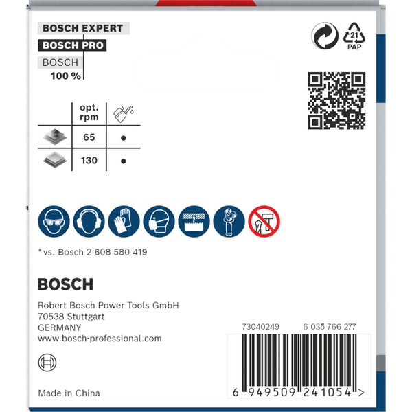 Bosch Expert Verpackung mit technischen Informationen und Sicherheitshinweisen