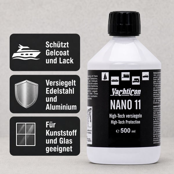 Yachticon Nano 11 Versiegelung 500 Milliliter Flasche zum Schutz von Gelcoat, Lack, Edelstahl, Aluminium, Kunststoff und Glas.