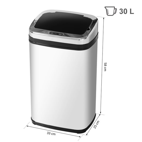 HOMCOM Edelstahl Automatik Sensor Mülleimer Abfalleimer IR Sensor mit/ohne Inneneimer rund viereckig (30L/viereckig)