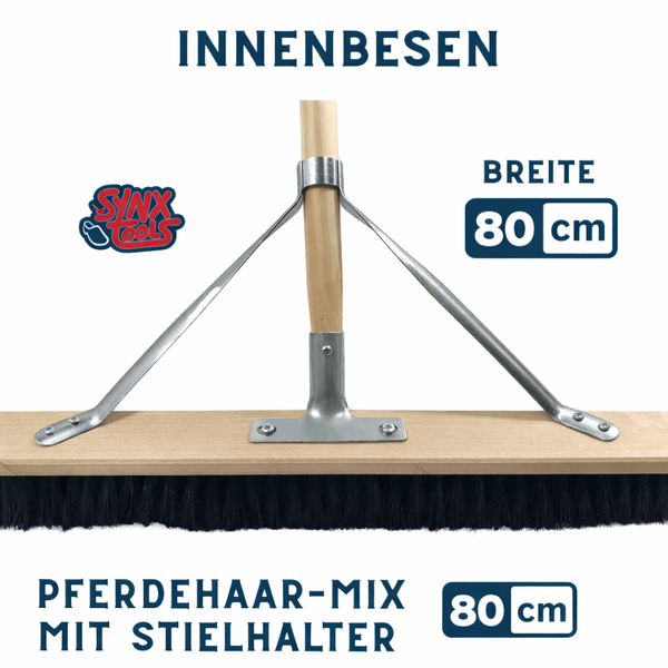 Innenbesen mit Pferdehaarmix und Stielhalter, Breite 80 cm