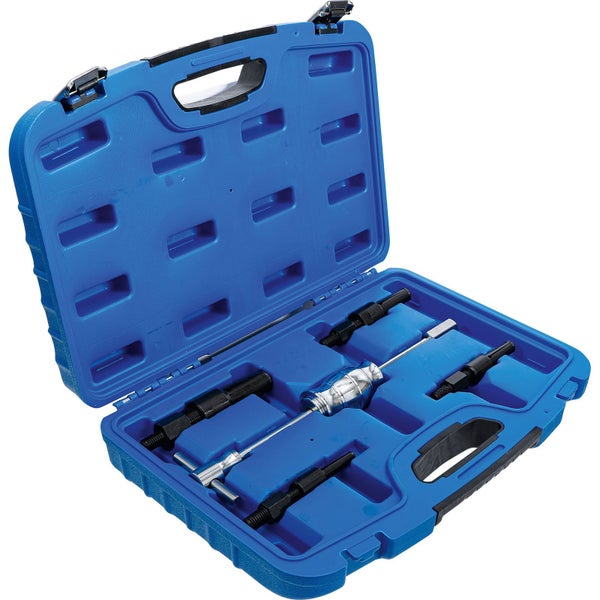 Werkzeugsatz mit Auszieher in einem blauen Werkzeugkasten
