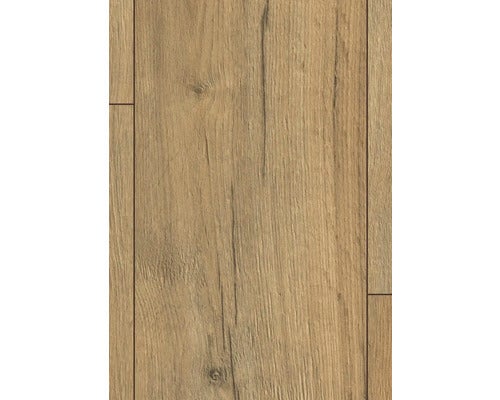 Laminatboden in Holzoptik mit Maserung und Astlöchern.